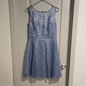 Blue Lace Homecoming Dress